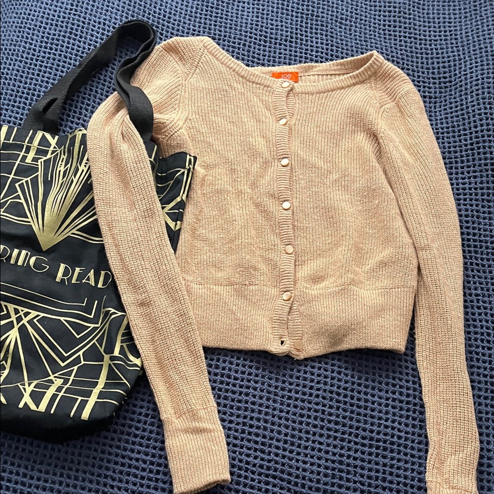 Joe Fresh Metallic Gold Button-Up Cardigan
